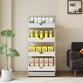 Home Multi Layer Storage Rack With Food Bottles Cans And Boxes In Living Room