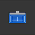Badminton Court For Sports Fitness Training With Blue Surface White Lines And Scoreboards