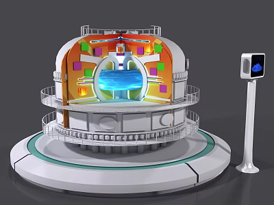 Smart Machine Featuring Circular Structure Multi Level Platforms Blue Core And Colorful Panels 3d model