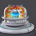 Smart Machine Featuring Circular Structure Multi Level Platforms Blue Core And Colorful Panels 3d model