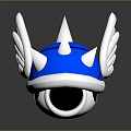 Stylish Blue Helmet With White Wings And Decorative Spikes Design Elements 3d model