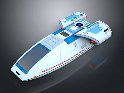 Futuristic Spacecraft Design For Cosmic Exploration With Sleek White Body And Blue Red Accents 3d model