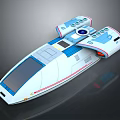 Futuristic Spacecraft Design For Cosmic Exploration With Sleek White Body And Blue Red Accents