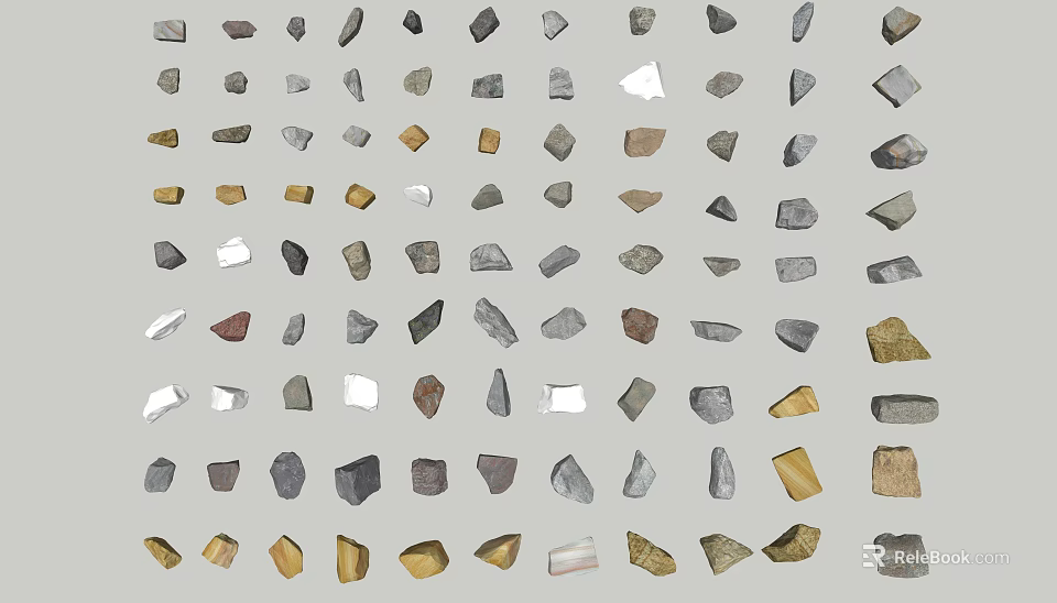Natural Stone and Wood Material Collection with Diverse Shapes and Textures 3d model 