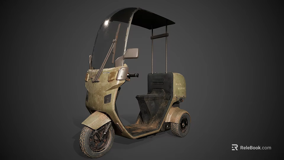 Electric Commercial Mobility Scooter With Canopy Windshield And Seats For Business Use 3d model 