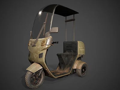 Electric Commercial Mobility Scooter With Canopy Windshield And Seats For Business Use 3d model