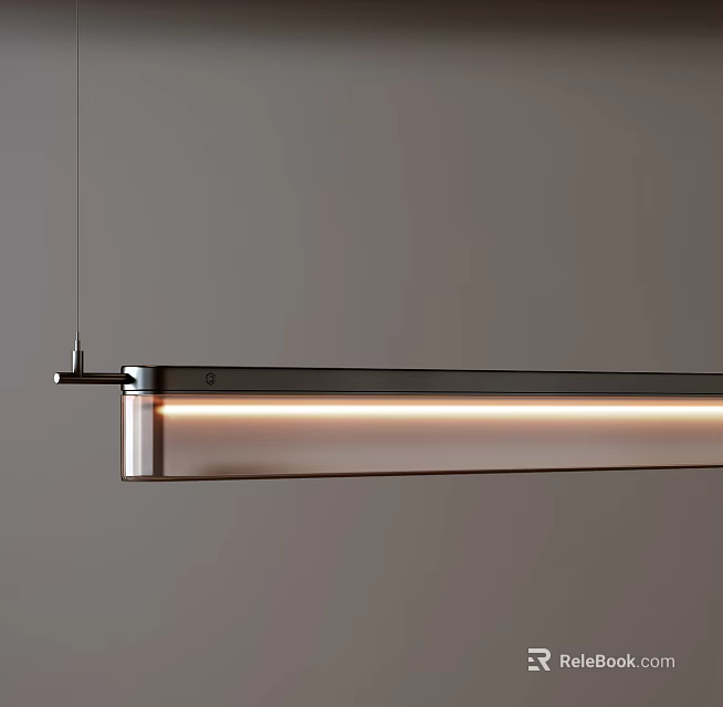 Sleek Modern Long Pendant Light With Metal Frame And Illuminated Strip 3d model