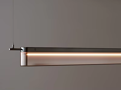 Sleek Modern Long Pendant Light With Metal Frame And Illuminated Strip 3d model
