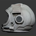 White Sci Fi Helmet With Transparent Face Shield And Side Tech Devices 3d model