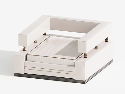 Modern Single Sofa With Square Arms Padded Cushion And Metal Legs 3d model