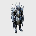 Detailed Dark Fantasy Armored Game Movie Character With Horned Spiked Armor