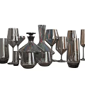 Elegant Glass Wine Bottles and Stemmed Wine Glasses Collection for Dining Table