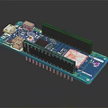 Blue Arduino Development Board With Black Pin Headers White Connectors And Electronic Components 3d model