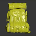 Outdoor Adventure Backpack With Brown Yellow Straps Green Roll And Blue Flask