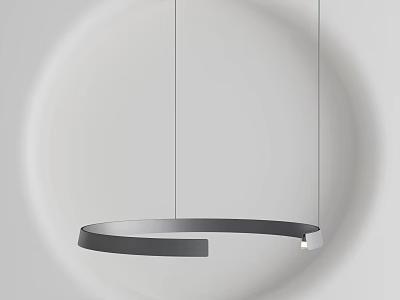 Sleek Modern Circular Silver Pendant Light Hanging on White Background 3d model