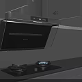 Modern Kitchen Appliances Featuring Stainless Steel Range Hood And Gas Stove On Countertop