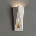 Minimalist White Geometric Wall Lamp with Triangular Opening and Warm Light on Gray Wall 3d model