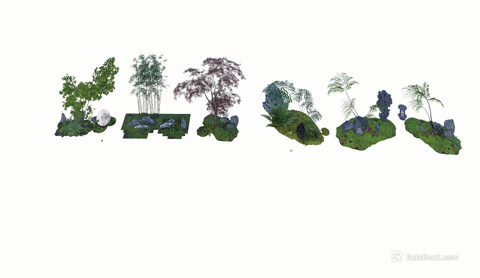 Diverse Plant Combinations For Garden Landscape With Mixed Greenery And Shrubs 3d model 