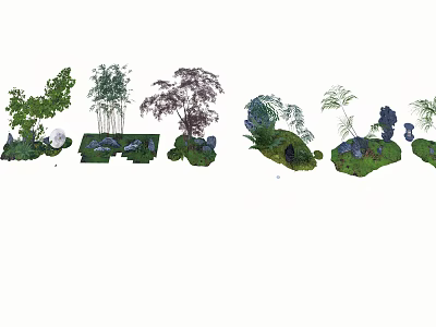 Diverse Plant Combinations For Garden Landscape With Mixed Greenery And Shrubs 3d model