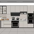 Modern Kitchen Interior With White Cabinets Black Appliances And Strip Lighting