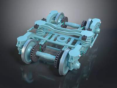 Automotive Parts Car Chassis Suspension System With Metal Components And Wheels 3d model