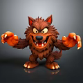 Cartoon Wolf Character With Brown Fur Pointed Ears Fierce Expression And Outstretched Claws