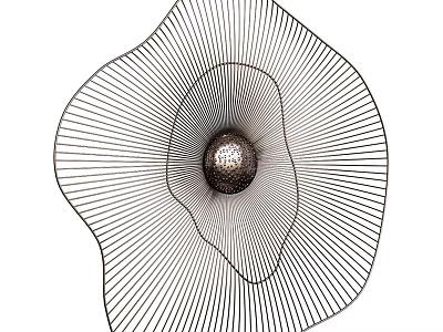 Modern Style Wall Decor With Radial Lines And Central Metal Sphere Design 3d model