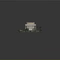 Classical Museum Building with Columns and Stone Steps Surrounded by Greenery and Trees 3d model