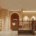 Elegant Clothing Storefront with Modern Window Display Mannequins Green Plants and Lighting