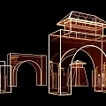 Event Gate Line Art Design In Traditional Style With Arched Structure And Golden Frame