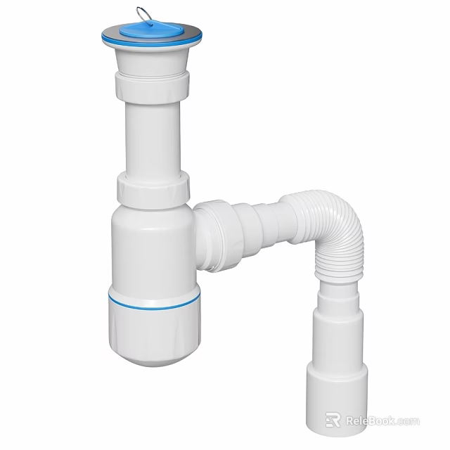 White Pipe Ornament Decor Combination With Curved Connector And Modern Design 3d model 