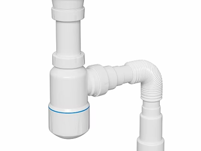 White Pipe Ornament Decor Combination With Curved Connector And Modern Design 3d model
