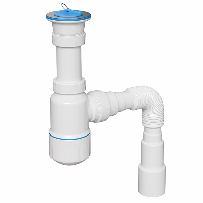 White Pipe Ornament Decor Combination With Curved Connector And Modern Design 3d model