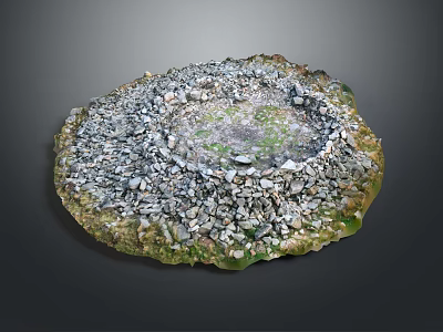 Circular Gravel Stone Structure With Green Moss And Vegetation In Natural Setting 3d model
