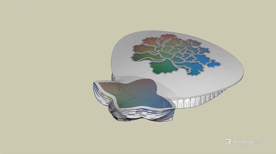 Decorative Heart Shaped Object Featuring Colorful Flower Pattern And Sliced Rainbow Layered Interior 3d model 