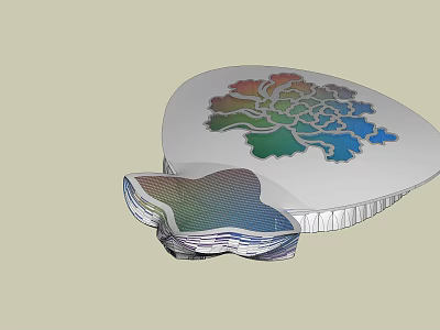 Decorative Heart Shaped Object Featuring Colorful Flower Pattern And Sliced Rainbow Layered Interior 3d model