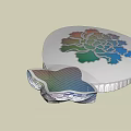 Decorative Heart Shaped Object Featuring Colorful Flower Pattern And Sliced Rainbow Layered Interior