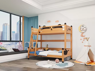 Modern Bed Solid Wood Bed 3d model
