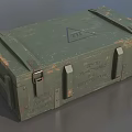 Vintage Green Military Weapon Storage Box With Worn Surface And Identification Marks For Arms Storage