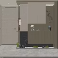 Modern Console And Side Cabinet Interior Design With Wooden Finish Decorative Vase And Lighting
