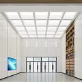 Spacious School Hall With Bookshelves Slogan And Screen 3d model