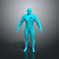 Blue 3D Human Figure With Star Emblem On Chest And Full Body Render