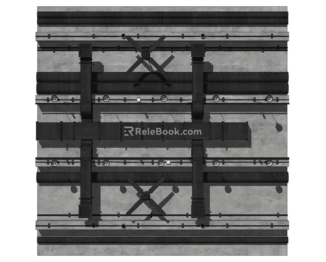 Industrial LOFT pipeline trunking ceiling 3d model