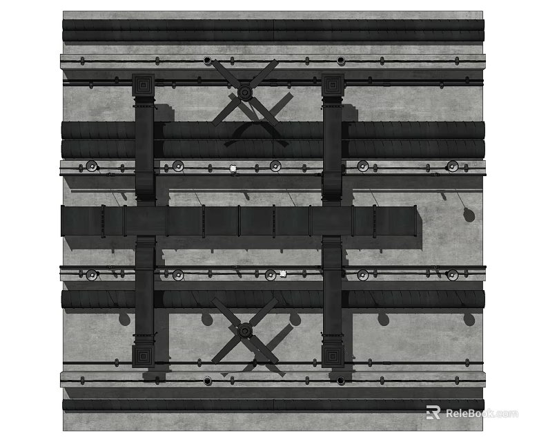 Structural Layout Of Industrial Metal Piping System With Support Brackets And Frames 3d model 