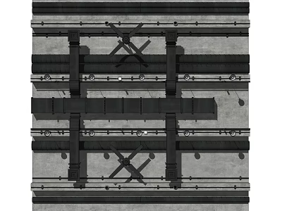 Structural Layout Of Industrial Metal Piping System With Support Brackets And Frames 3d model