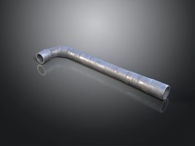 Silver Metal Bent Pipe Flexible Industrial Plumbing Equipment With Smooth Surface And Curved Design 3d model
