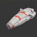 Futuristic White Sci Fi Spaceship with Red Stripes Sleek Aerodynamic