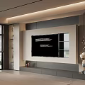 Modern TV Wall Design With Panel Storage Cabinets And Ambient Lighting 3d model