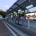 High Speed Train At Modern Railway Platform With Canopy Trees And High Rise Buildings