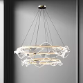 Modern Wave Shaped Chandelier With Circular Structure And White Fabric For Interior Decoration